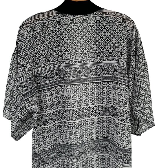 Kona Sol Womens Kimono Cardigan cover up swim Black Pattern Size S/M - Picture 10 of 10